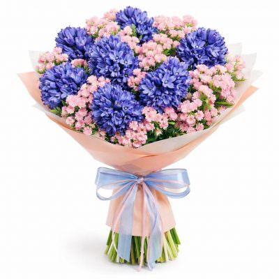 Букет с гиацинтами и станицей «Природная гармония»