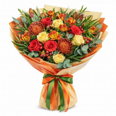 Флористический букет «Огненный шарм»