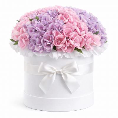Шляпная коробочка с гортензиями «Вдохновение»