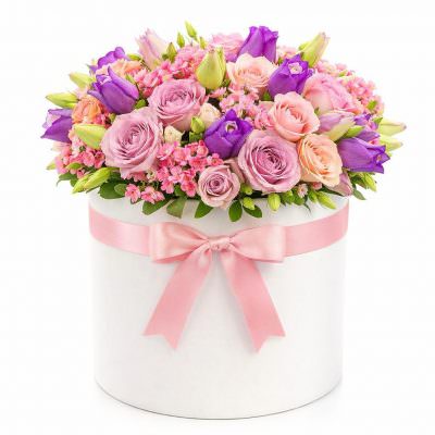 Букет в шляпной коробке «Цветочное вдохновение»