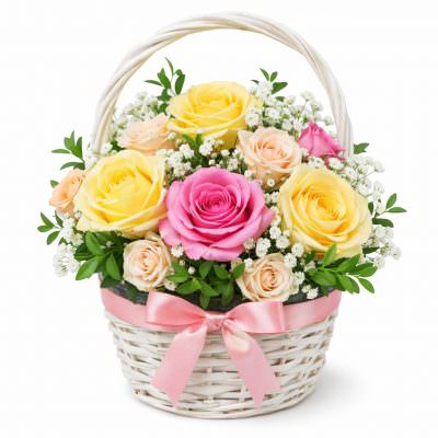 Корзина из живых цветов «Весенний вальс»
