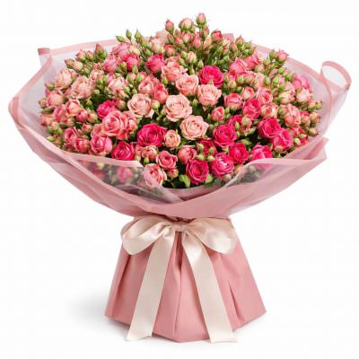 Букет кустовых роз «Розовое Очарование»