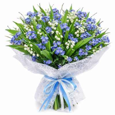 Букет с незабудками и ландышами «Забвение»