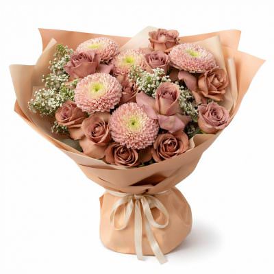 Красивый букет живых цветов «Живописная Пастораль»