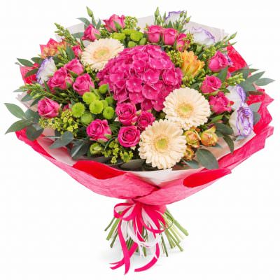 Букет из свежих цветов «Розовый поцелуй»