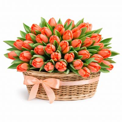 Корзинка с тюльпанами «Оранжевый восторг»