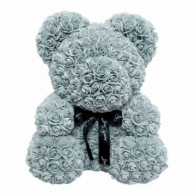 Мишка из роз серый (40 см)