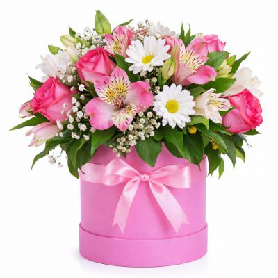 Цветочная композиция в коробке «Солнечный поцелуй»