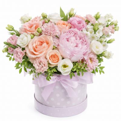 Цветочная композиция в коробке «Розовый флер»