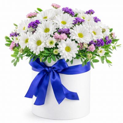 Шляпная коробка с цветами «Летний бриз»